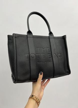 Женская сумка marc jacobs medium tote bag black leather