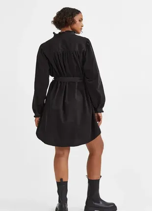 Стильное черное коттоновое свободветовое платье h&amp;m на осень зима l.4 фото
