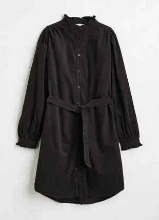 Стильное черное коттоновое свободветовое платье h&amp;m на осень зима l.2 фото