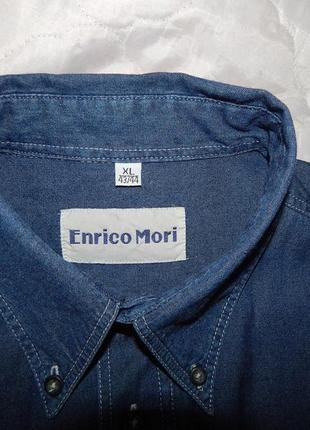 Мужская джинсовая рубашка с коротким рукавом enrico mori оригинал р.52-54 (004кр) (только в указанном размере,5 фото