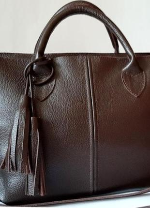 Жіноча сумка з якісної натуральної шкіри кавовий