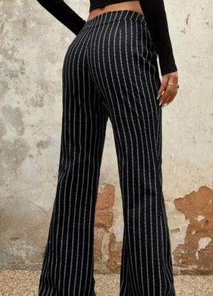 Женские брюки трендовые в полоску,размерs/m,черные1 фото