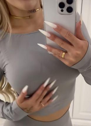 Кроп топ кофта серый бесшовный