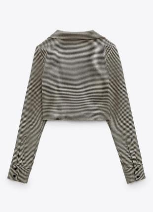 Укороченный пиджак жакет в принт гусиная лапка ✨zara✨ блузка рубашка поло в гусиный принт4 фото