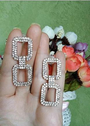 Серьги вечерние золото сережки серёжки геометрия