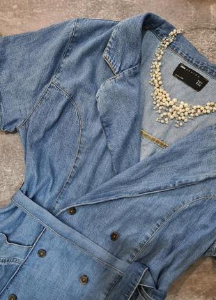 Джинсовое джинс деним платье сарафан блейзер пиджак пояс asos6 фото