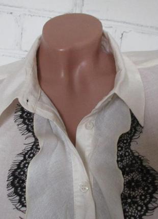 Блуза вискозная молочного цвета с кружевом/вискоза/s-m3 фото