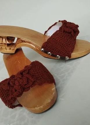 Азиатская обувь деревянная подошва5 фото