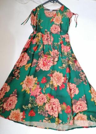 ⛔ платье в пол с кармашками и кулиской на талии из натуральной ткани штапель1 фото