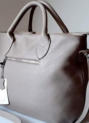 Жіноча сумка з якісної натуральної шкіри капучіно5 фото