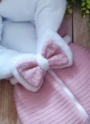 Трансформер хлопковый на махре конверт + спальник + одеяло, розовый