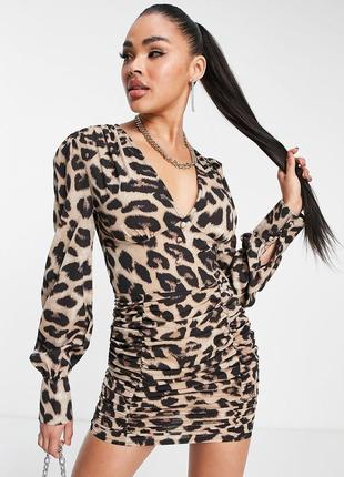 Parisian сукня міні з довгими рукавами в леопардовий принт1 фото