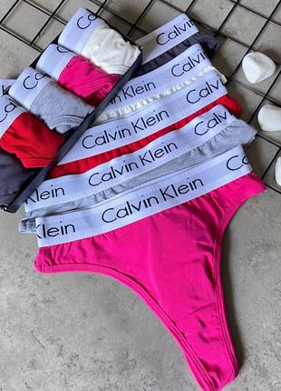 Набор стринг в стилі calvin klein 5 шт + коробка1 фото