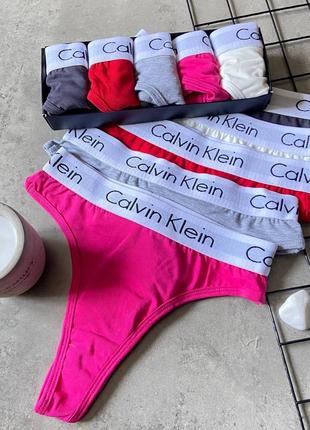 Набор стринг в стилі calvin klein 5 шт + коробка4 фото