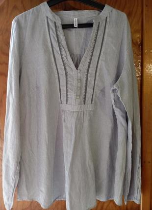 Блуза в полоску marks &amp; spencer, большой размер1 фото