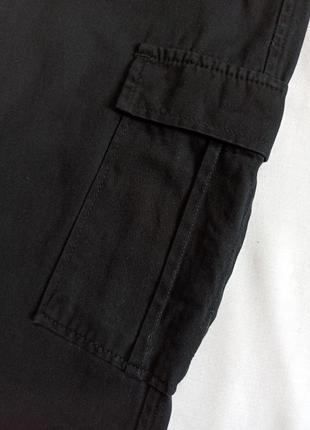Черные прямые брюки/джинсы карго на высокой посадке/трубы/с накладными карманами6 фото