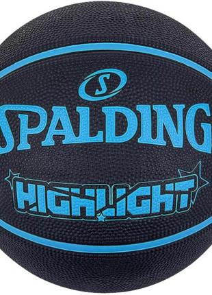 М'яч баскетбольний spalding highlight чорний, синій розмір 7 (84356z)