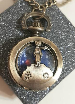 Эффектные часы - кулон маленький принц экзюпери ретро под винтаж металл цвет античная бронза2 фото