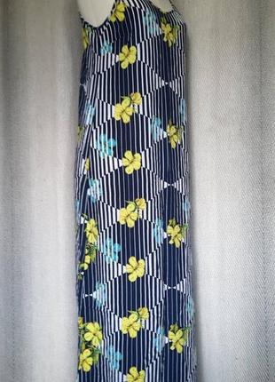 100% віскоза штапель. довге жіноче натуральне літнє плаття сукня дрібна квітка віскозний сарафан6 фото