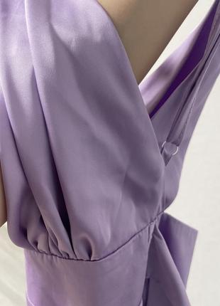 Шелковое лиловое платье5 фото