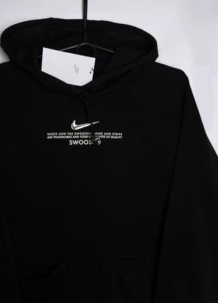 Женское худи nike swoosh черное найк суш оригинал кофта черная толстовка с капюшоном