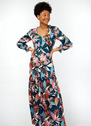 Сукня сатинова максі принт пальми