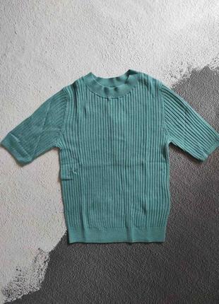 Джемпер uniqlo 100% extra fine merino ribbed half sleeved short jumper размер xs/s (450506)3 фото