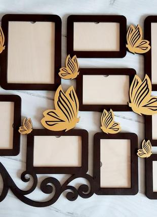 Фоторамка "метелики"з дерева , декор золоті метелики.80х58 см9 фото