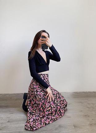 Вискозная юбка миди в цветах