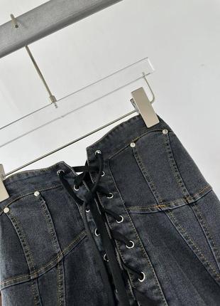 Платье джинсовое с корсетом в стиле дизель6 фото