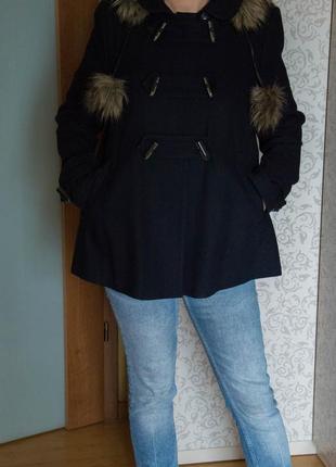 Темно-синє демісезонне пальто жіноче topshop
