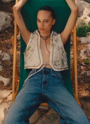 Укороченный жилет женский с принтом тай-дай zara new