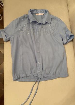 Блакитна блуза/сорочка1 фото