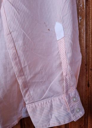 Длинная тонкая хлопковая рубашка, туника massimo dutti в мелкую полоску.6 фото