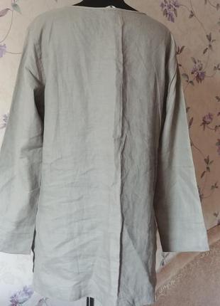 Льняная рубашка туника бохо плотный лен3 фото