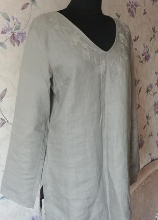Льняная рубашка туника бохо плотный лен2 фото