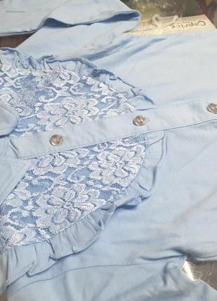 Голубая школьная рубашка блузка для девочки р.146 152 1583 фото