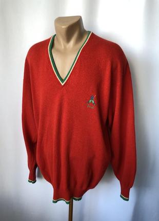Ярко-красный винтаж свитер шерсть гольфист нюанс