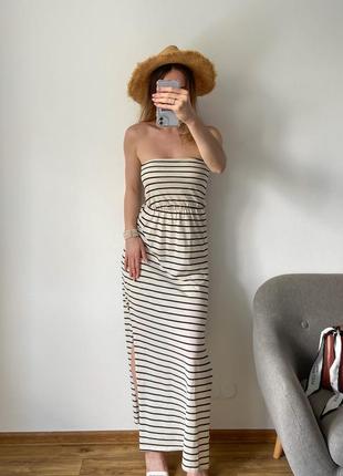 Женское платье макси в полоску2 фото