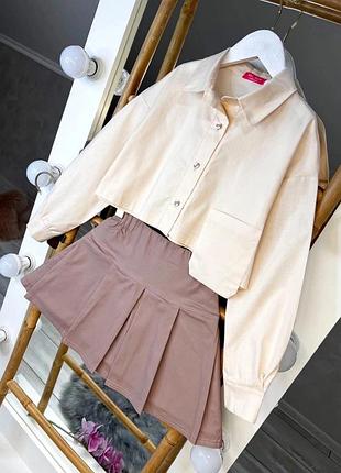 Юбка+рубашка, стильный костюм для девочки