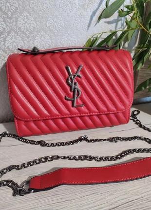 Красная сумка из эко кожи спелые yves saint laurent юсл ивселеран