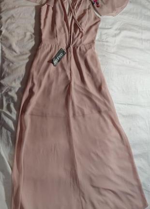 Довге плаття з вишивкою boohoo, розмір m (38), ніжно рожеве9 фото