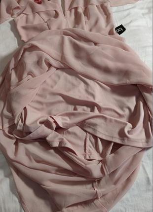 Довге плаття з вишивкою boohoo, розмір m (38), ніжно рожеве7 фото