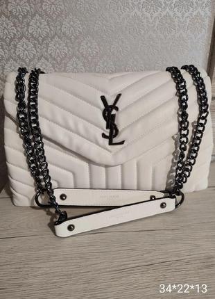 Біла сумка велика з еко шкіри встилі yves saint laurent юсл івселоран