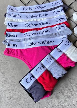 Набор стринги в стилі calvin klein 5 шт + коробка1 фото