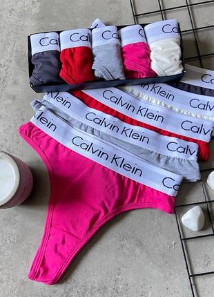 Набор стринги в стилі calvin klein 5 шт + коробка7 фото