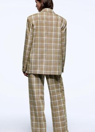 Zara брючний костюм в клітину в чоловічому стилі оверсайз, маскулінний піджак та брюки4 фото