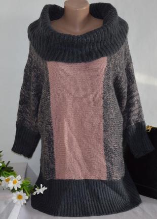 Брендовая теплая кофта свитер с горловиной wallis ангора акрил1 фото