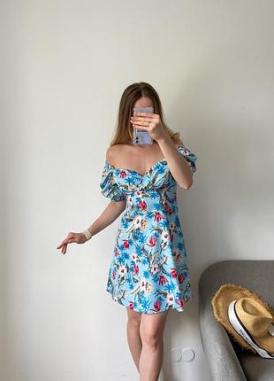 Голубое платье в цветочный принт 3