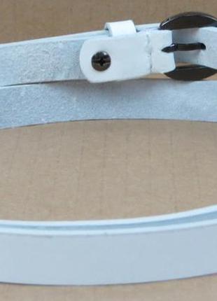 Тонкий женский кожаный поясок, ремень skipper белый 1,5 см 1469-155 фото